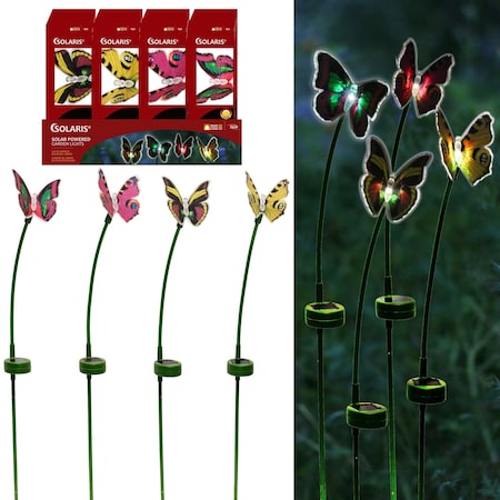 Assorted Plastic 24 In. H Butterfly Solar Garden Stake